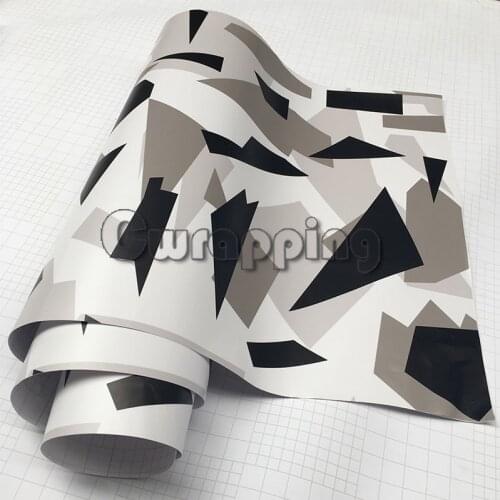 Black White Arctic Camouflage Vinyl Car Wraps Adhesive PVC Vehicle Hood Roof Motorcycle Scooter Decal Sticker Sheet Rolls