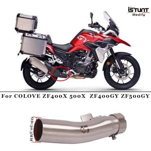 For COLOVE ZF400X 500X ZF400GY ZF500GY Motorcycle Exhaust Modified Stainless Steel Middle Link Pipe Connect 51MM muffler