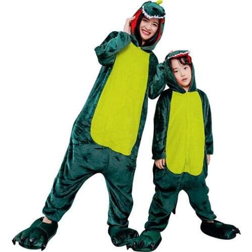 Adult animal cartoon Hooded Pyjamas Suit Outfit Winter thickened Green Dragon Nightgown lovely soft suit pajamas Christmas Gift