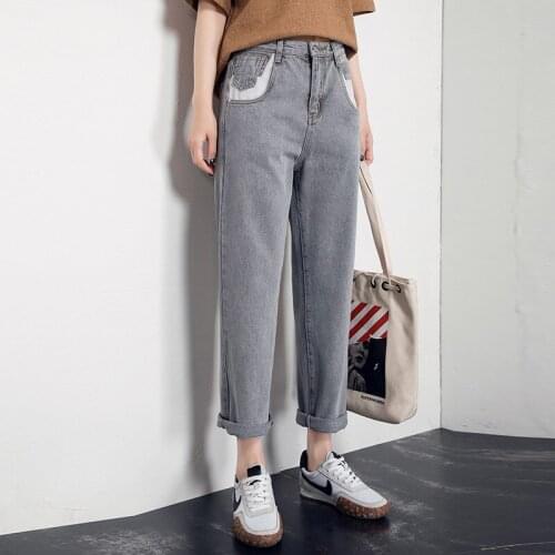 Jeans Womens 2021 Autumn Korean High Waist Loose And Thin Versatile Straight Pants Grey Pants