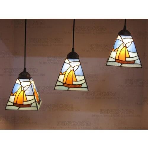 European Mediterranean tiffany retro pendant light hallway cozy Creative lamp bar corridor
