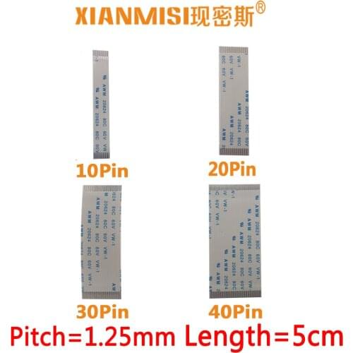 FFC FPC Flat Flex Cable 10Pin 20Pin 30Pin 40Pin Same Side 1.25mm Pitch AWM 20624 20798 80C 60V Length 5cm 2PCS
