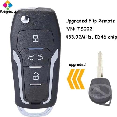 KEYECU Upgraded Flip Remote Car Key With ASK 433.92MHz& ID46 Chip& HU87 Blade - FOB for Suzuki Swift SX4 2008-2012 FCC ID: TS002