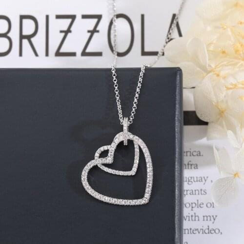 Fashion Classic Sweet Heart Necklace Crsytal Big Love Cz Stone Necklaces Gift For Girlfriend Valentines Day Zk30