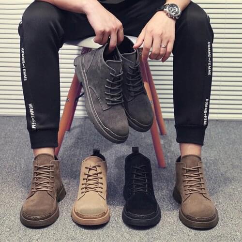 Men 2020Autumn Winter Boots Men PU Leather Waterproof Timber Land Shoes Thick Bottom Increase Non-slip Chelsea boots