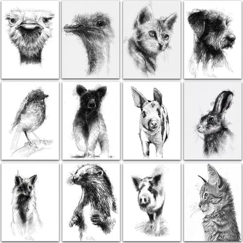 5D DIY Diamond Painting Kit Paint sketch animal rabbit ostrich Cat home decor Full Square&Round embroidery mosaic Cross stitch