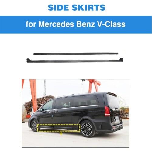 Carbon Fiber Door Extension Lip Aprons Bottom Fender Side Skirts For Mercedes-Benz V Class V250 V220d 2015 2016 2017 2018 2019