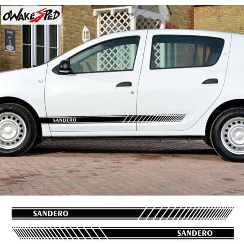 2Pcs Car Door Side Skirt Sticker For Renault Dacia Sandero Racing Sport Stripes Auto Body Decor Vinyl Decal Exterior Accessories