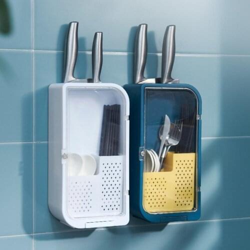 Wall Mounting Kitchen Drain Chopstick Cage Holder Fork Knife Spoon Storage Rack