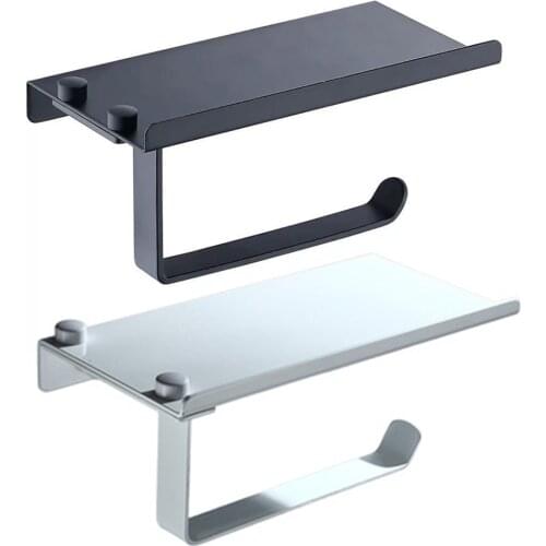 Wall Mounted Toilet Paper Holder Stainless Steel Tissue Holder Mobile Phone Bathroom Paper Roll Rack Wall Mount Bathroom Product