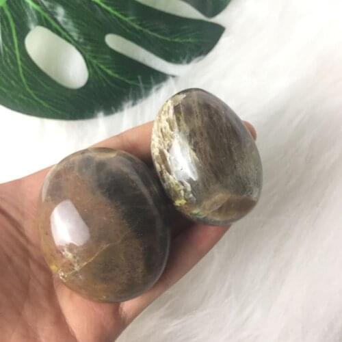 Natural Black Moonstone Polished Palm Stone Healing Gemstone palms For Party Gift Decoration 1pc
