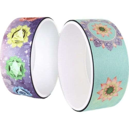 New Suede Print Yoga Pilates Circle Natural Rubber Yoga Wheel Fitness Equipment Roller Wheel Back Training Ring Customizable