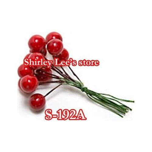 Wholesale--100 bunches=1200pcs 1CM cherry bunch,Bunch of 12 red round cherries (Free Shipping by Express to some countries)