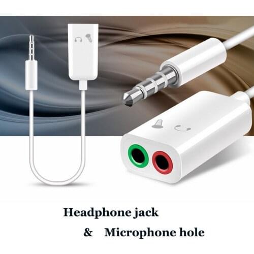 WHOLESALE/50PCS LOT 3.5mm Double Jack Headphone Splitter Audio Adapter 2 In 1 Headphone Jack Microphone Hole for Moblie Phone