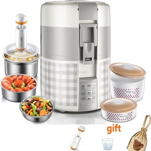 Electric Food Steamer 2L 270W Reservation Timing Electric Heating Lunch Box Microcomputer Control Food Warmer 3 Layer