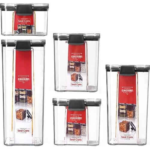 Food Storage Container Plastic Kitchen Transparent Sealed Cans With Lid Cereal Containers Airtight Pantry Pasta Box Multigrain