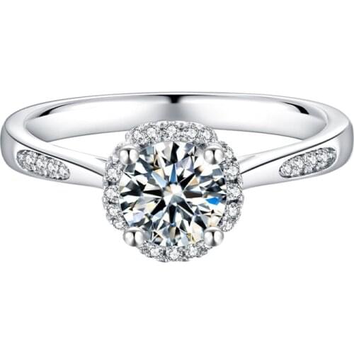 Luxury 100% 925 Sterling Silver Created 1 Carat D Color Moissanite Wedding Rings For Women Exquisite Party Fine Jewelry Gift