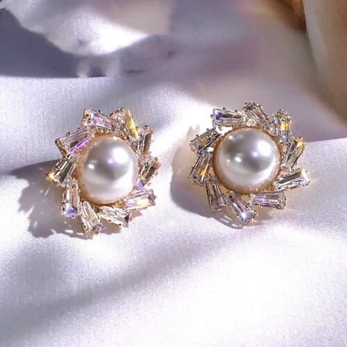 S925 Silver Needle Zircon Pearl Earrings Female Simple High-End Earrings Temperament Niche Design New Trendy Earrings