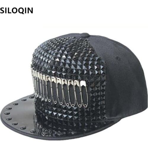 SILOQIN Personality Bright Block Headdress Decoration Hip Hop Caps For Men Women Adjustable Flat Brim Hat Novelty Couple Hats