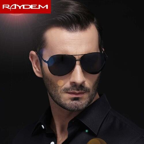 Raydem DESIGN Pilot Polarized Sunglasses Men Vintage Oversized Metal Frame Driving Sunglasses Male Goggles