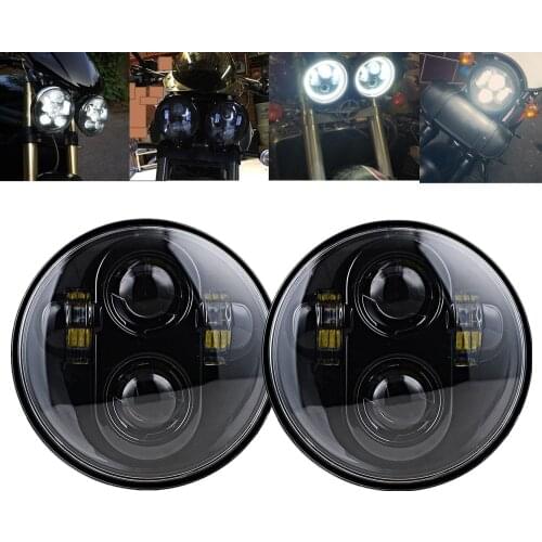 2pcs 80W 5 3/4 5.75 inch LED Headlights For Triumph Rocket iii 3 Speed/Street Triple H4 Hi Low Beam For Dyna Sportster