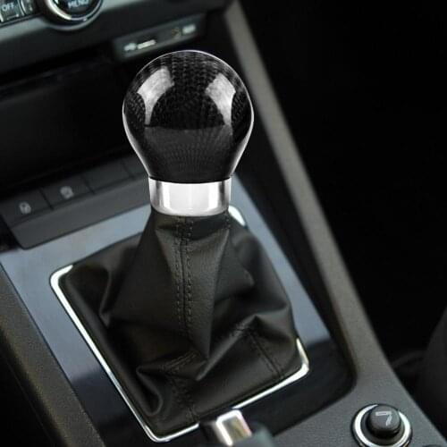 15mm Universal Car Gear Shift Knob Shifter Lever Round Ball Shape Real Carbon Fiber Screw-type Shift Knobs For Honda For Ac Song
