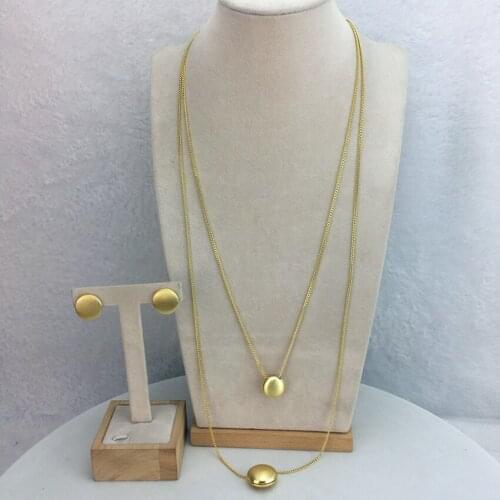 Yuminglai African Jewelry High Quality Simple Long Chain Party Necklace and Earrrings Jewelry Sets for Women FHK11515