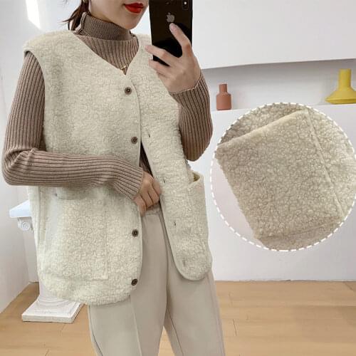 Woman Jacket Vest Womens Short Autumn and Winter Womens Vest Coat Lamb Chaleco Mujer