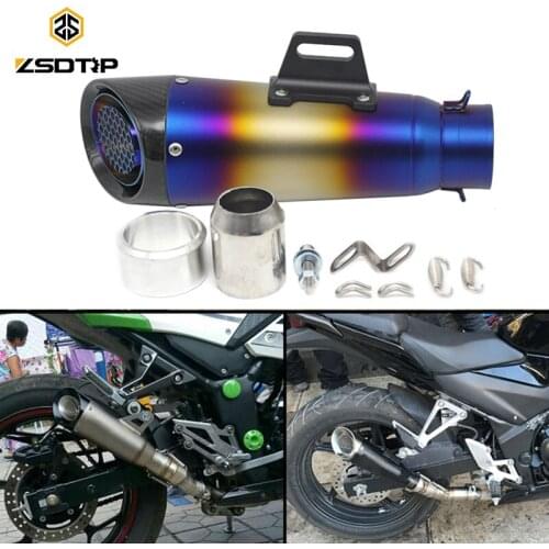 ZSDTRP 60mm Inlet Universal Motorcycle Exhaust Pipe SC GP Carbon Fiber Racing Muffler GP Exhaust CB400