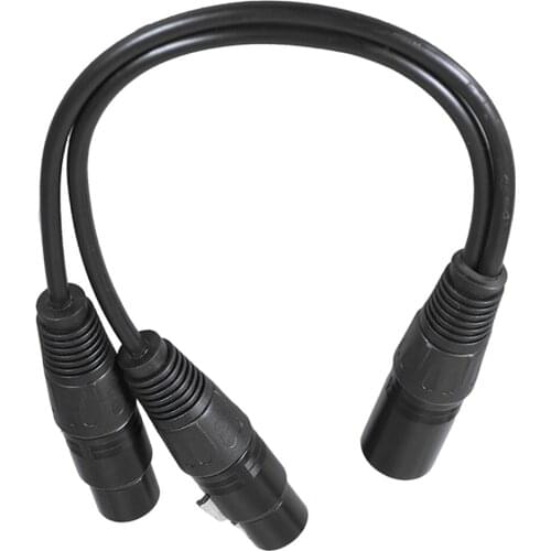 0.3m/1ft XLR Y Splitter 3-Pin Male to Dual Female Mic Microphone Cable Cord
