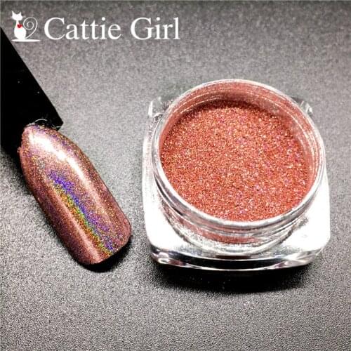 1box 2g Rose Gold Holographic Laser Nail Powder for UV Gel Polish Powder Nail Glitter Golden Nail Art Chrome Pigment