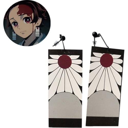Japanese Anime Demon Slayer Wholesale Cosplay Prop Kimetsu no Yaiba Tanjirou Kamado 1 Pair Earrings Cosplay Accessores