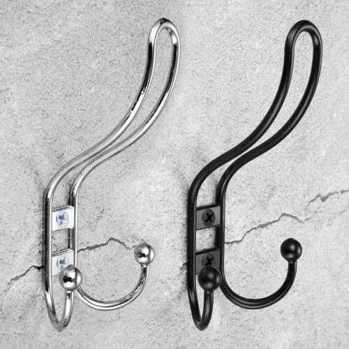 1Pc Vintage Black Silver Hook Wall Mounted Coat Hanger Bathroom Cloth Hook Key Bag Hat Hanger Robe Hook