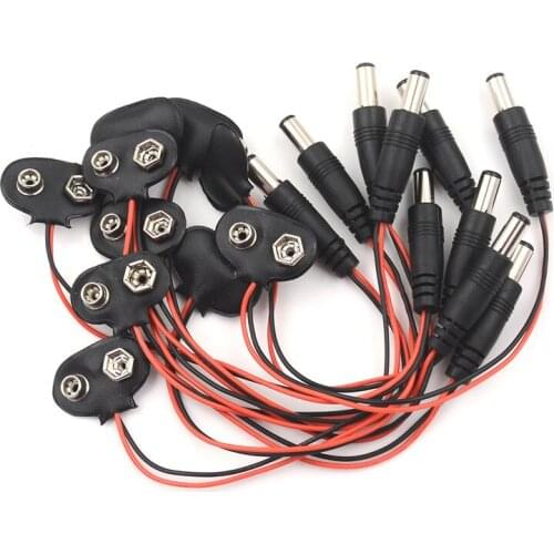 10pcs Experimental 9V Battery Snap Power Cable To DC 9V Clip Male Line Battery Adapter For Arduino R3 DIY Jack Connector