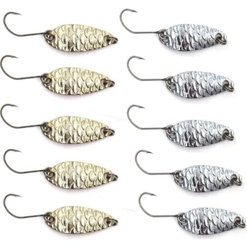 10 Pieces 3.5cm 4g Fishing Spoon Bait Single Hook Metal Fishing Lure Swimbait Trout Fish Lure Fishing Tackle