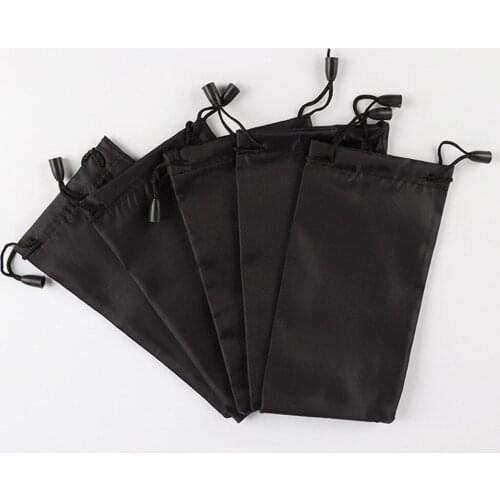 18x9cm Black Drawstring Pouch Glasses Jewelry Lipstick Storage Bag