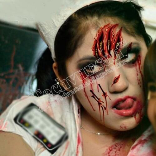 20piece/lot free shipping Halloween Tattoo Sticker Scary stickers Spider Skull False scar bleeding tattoo