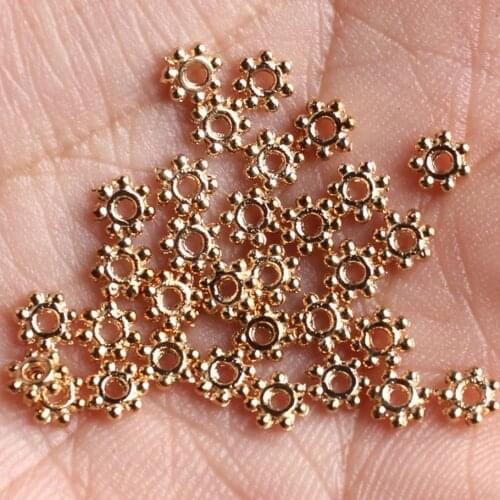 4mm 200pcs Gold Silver Color End Metal Flower Loose Beads Wheel Charm Spacer Bead For Jewelry Making DIY Bracelet Accessories