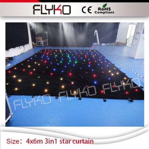 4x6m star curtain twinkling RGB 3in1 leds dj stage nightclub led curtain