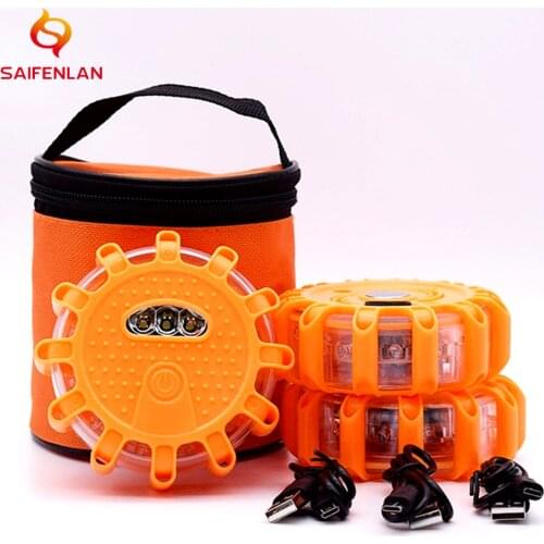 USB Rechargeable Car Beacon Emergency SOS Light LED Roadside Safety Warning Flashing Lamp Magnetic Work Lamp Outdoor Lighting