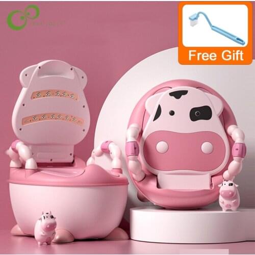 Children Potty Training Seat for Boys and Girls Cute Cows Design Baby Toilet Seat Baby Potty Training Seat with Cleaning Brush