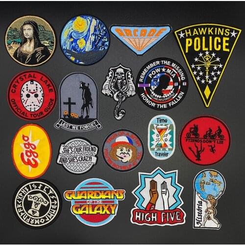 Creative patch Van Gogh Mona Lisa Earth Embroidered Cute Badges Hippie Iron On Kids Patches For Clothes Stickers