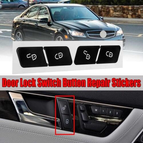 Car Stickers Fix Ugly Button Car Door Lock Switch Button Repair Car Stickers Decals For Mercedes For Benz W204 C300 2007-2014