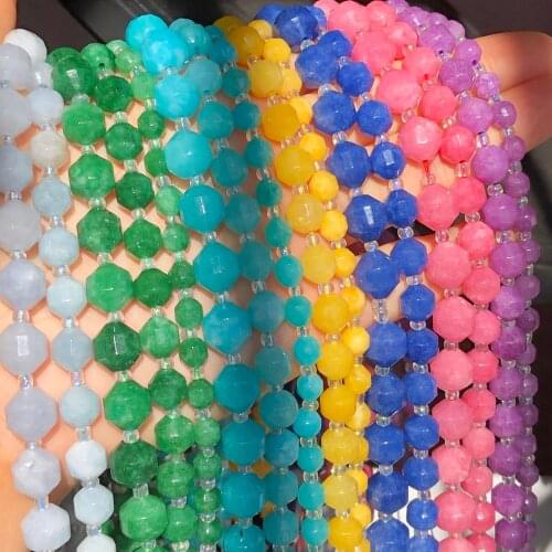 Natural Faceted Aquamarines Blue Kyanite Jades Rhodochrosit Stone Loose Beads For Jewelry Making Diy Bracelet Necklace 6/8/10MM