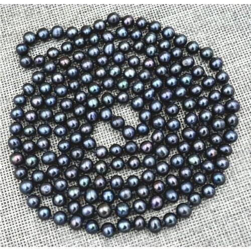 New 7-8mm Black real akoya Tahiti Cultured Pearl Necklace 50inch AA