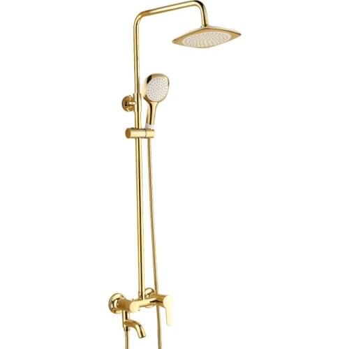 Gold Plated Bathroom Bathtub Faucet Adjustable Handheld Shower Head Faucet Mixer Tap Bathroom Shower Set