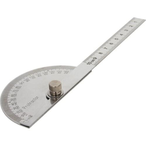 Utoolmart 100mm/150mm Sickle/Straight Head Protractor Ruler 0-180 ° Stainless Steel Protractor Adjustable Goniometer 1pcs