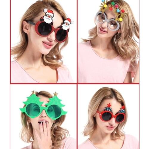 Christmas Glasses Christmas Decoration Props Glasses Prom Party Funny Glasses Santa Christmas gift Hat Take Photos