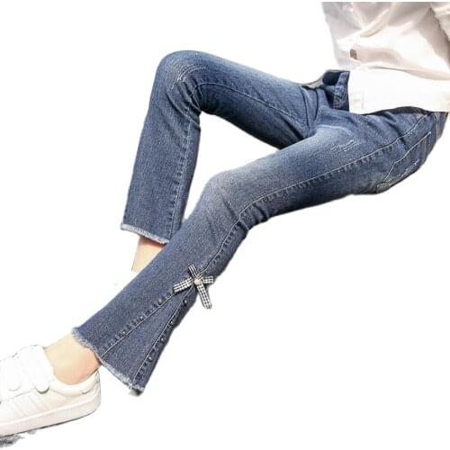 Girls Pants Fashion Korean style flared jeans girl Trousers Children Toddler Baby Kids Denim Bell Bottom Boot Cut Pants