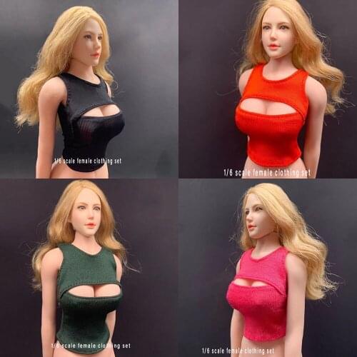 1/6 Scale Sexy Open Chest Stretch Vest Sleeveless Shirt Female Sexy Accessory for 12'' Seamless Action Figure